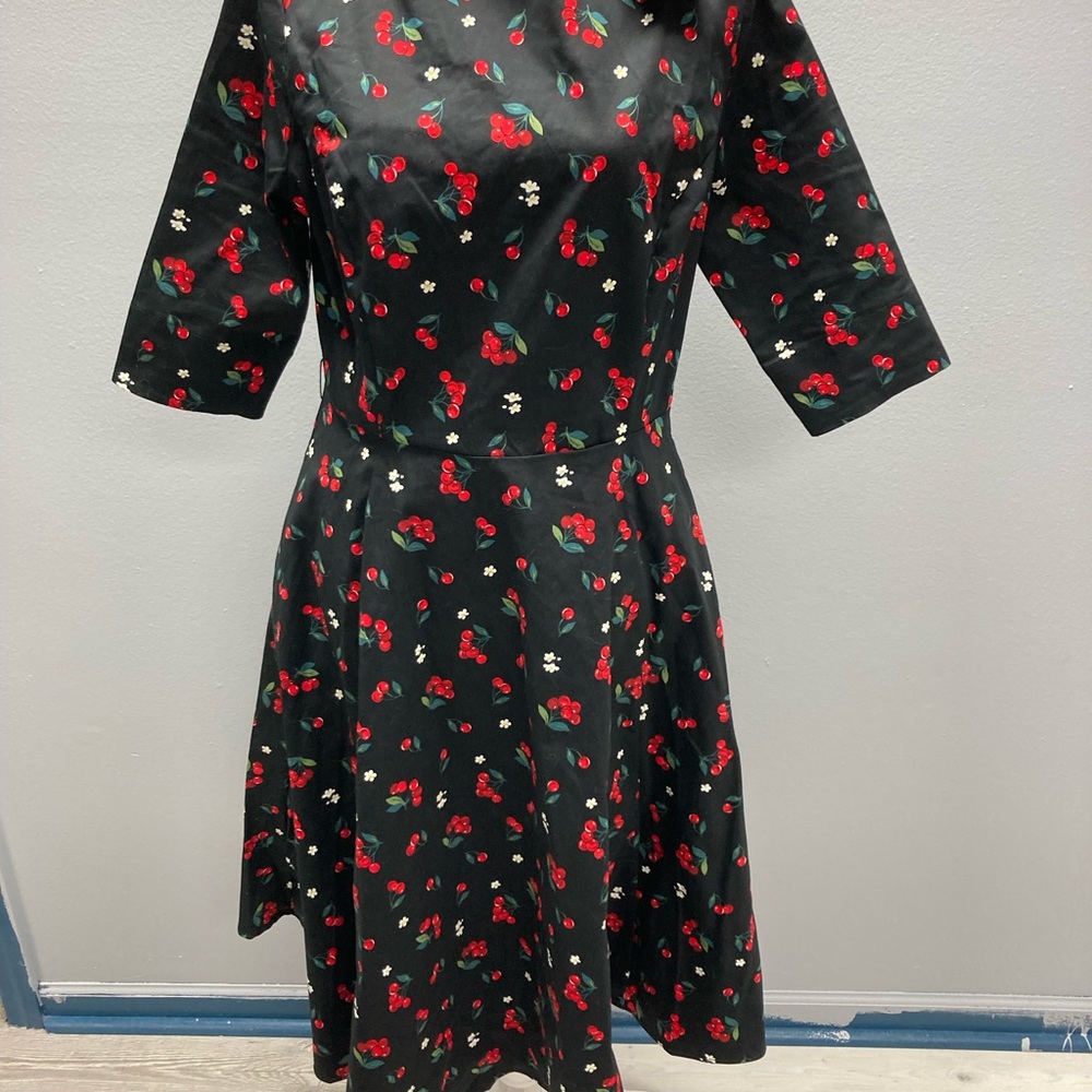 Collectif Black and Red Floral Midi Dress